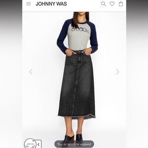 Johnny Was Sassoon Vienna  back washed denim hi lo maxi skirt NWTS size 30”